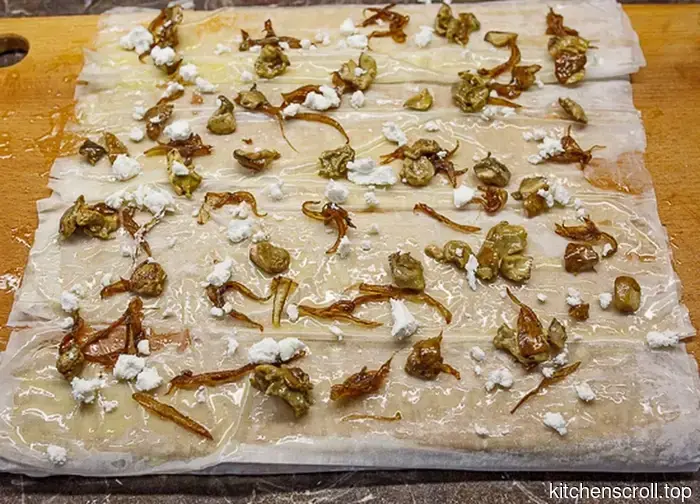 Phyllo dough pie with mushrooms and feta on the Tasty Blog