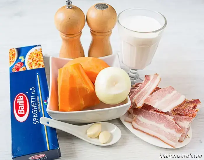 Pasta with pumpkin and bacon on the Delicious Blog