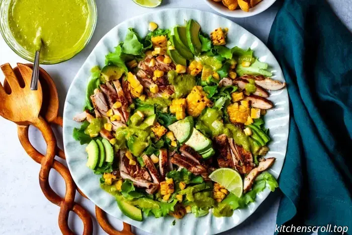 salad with grilled chicken and cilantro-lime dressing