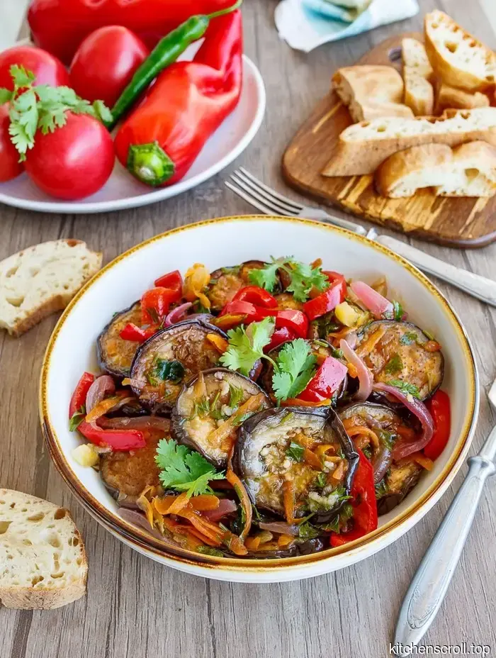 Baked eggplants in a light marinade with vegetables on the Tasty Blog