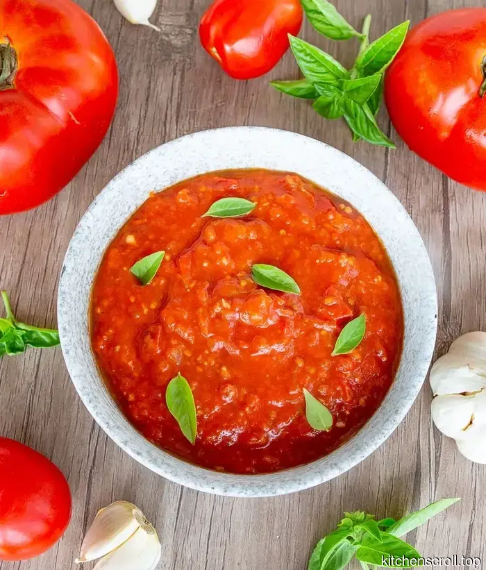 Marinara sauce made from fresh tomatoes on the Tasty Blog
