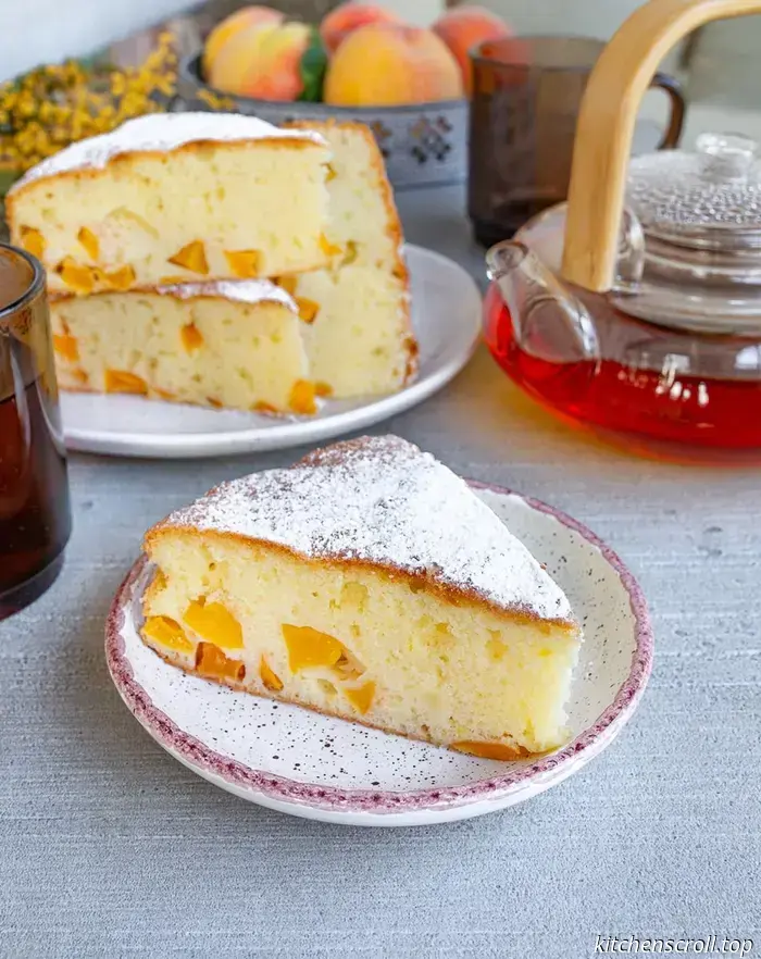 Нежный фруктовый пирог с персиками на Вкусном Блоге