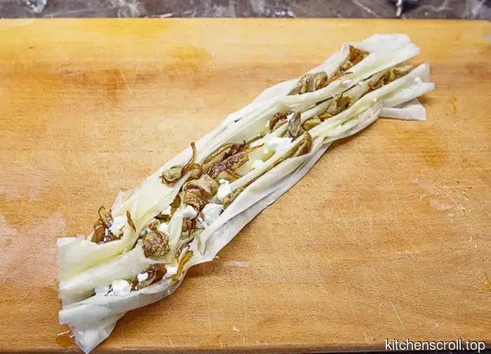 Phyllo dough pie with mushrooms and feta on the Tasty Blog