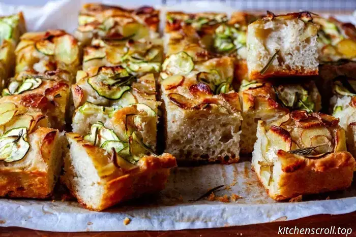 focaccia topped with zucchini and potatoes