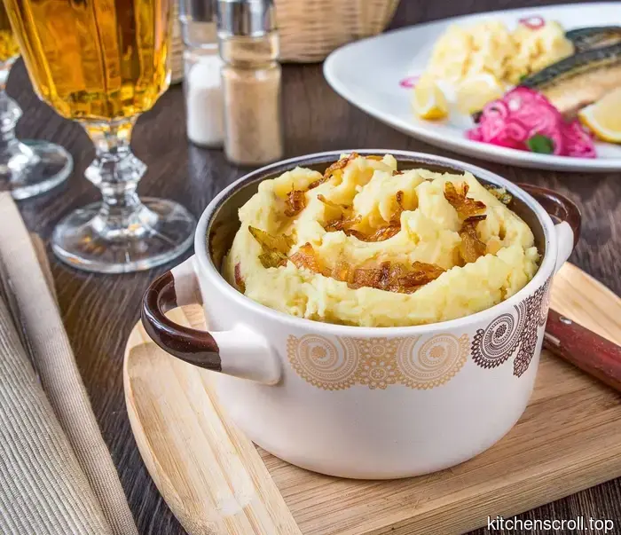 Puré de patatas con queso y cebolla en el Blog Delicioso