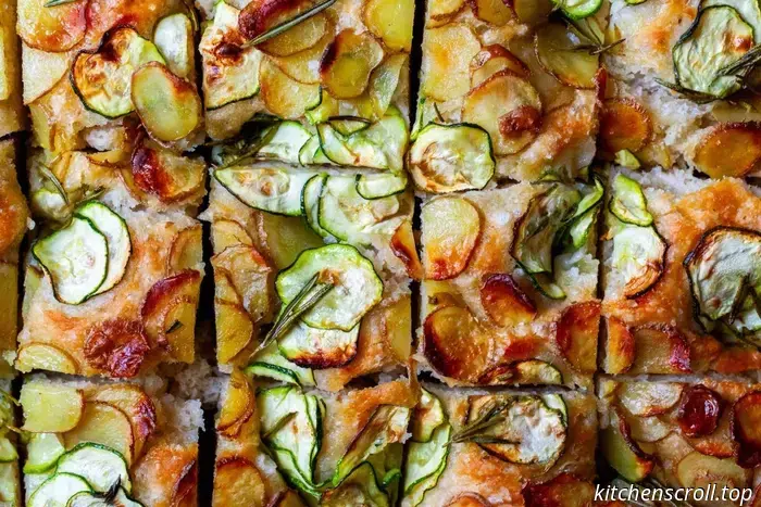 focaccia topped with zucchini and potatoes
