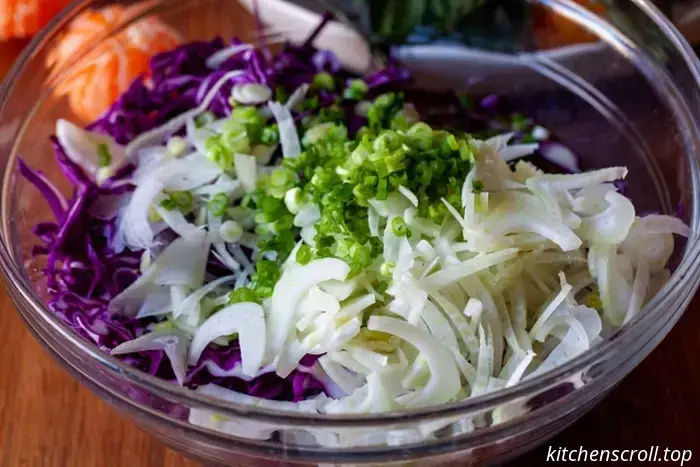 winter cabbage salad featuring mandarins and cashews