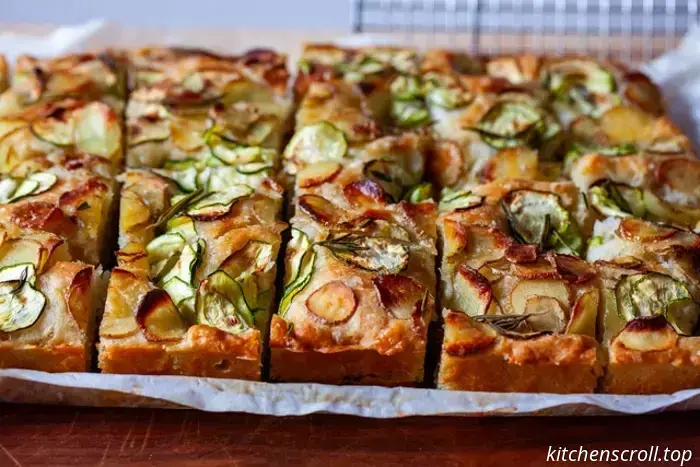 focaccia topped with zucchini and potatoes