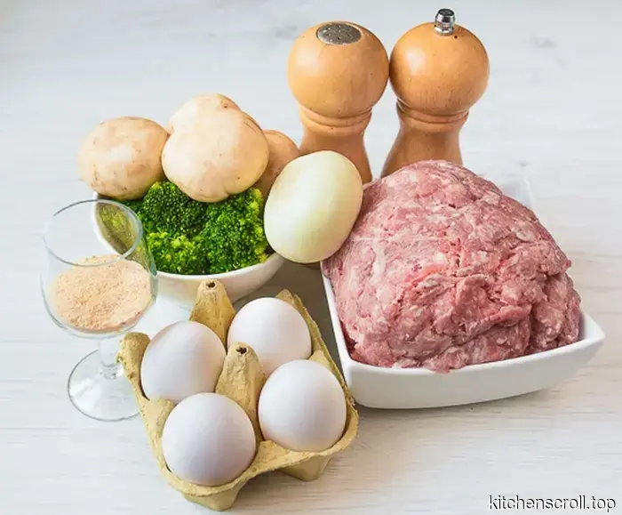 Polpettone di carne con broccoli, funghi e omelette su Blog Gustoso