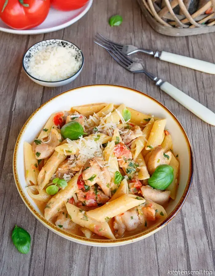 Паста с курицей в томатно-сливочном соусе на Вкусном Блоге