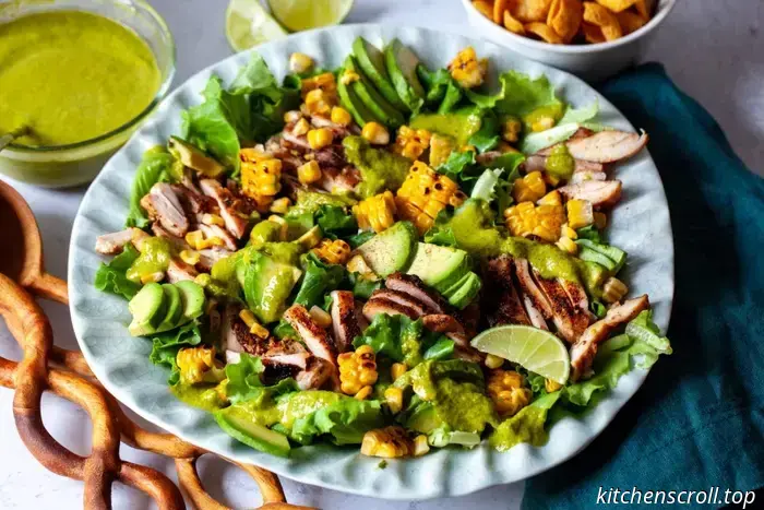 salad with grilled chicken and cilantro-lime dressing
