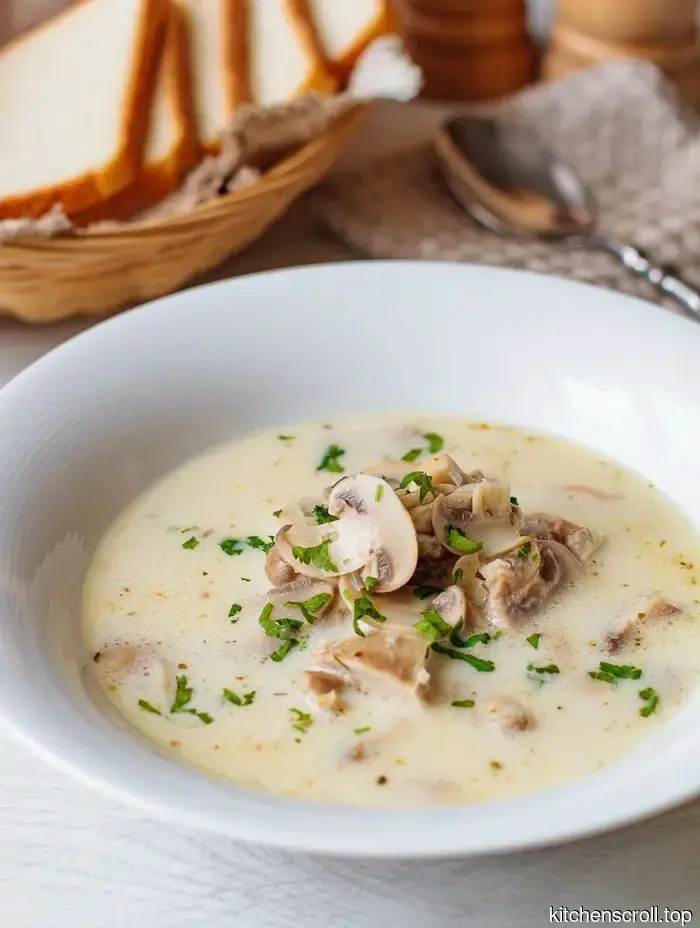 Creamy chicken and mushroom soup on the Tasty Blog