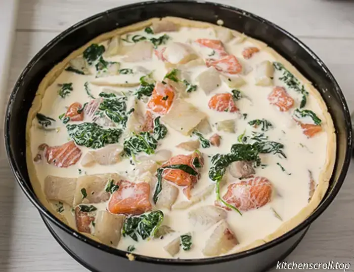 Open tart with red and white fish on the Delicious Blog