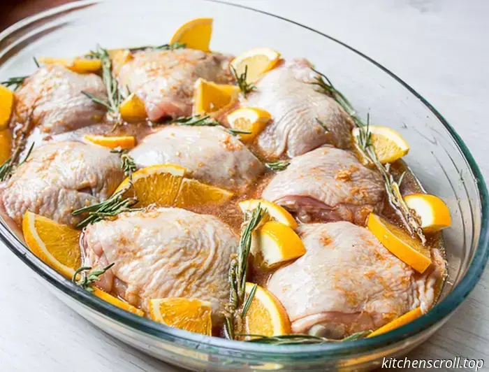  Cosce di pollo al forno con rosmarino e arance sul Gustoso Blog